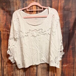 Pilcro White Crochet-Inset Scoop Neck Tunic